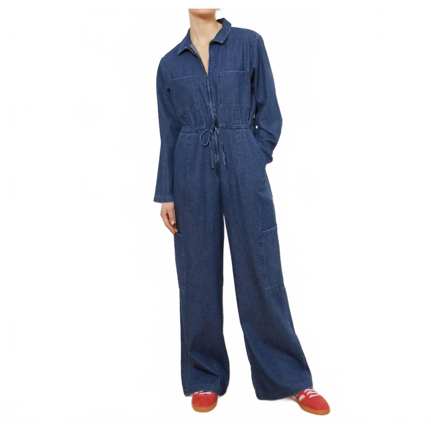 New Loup Spencer Cargo Zip Jumpsuit In Indigo
